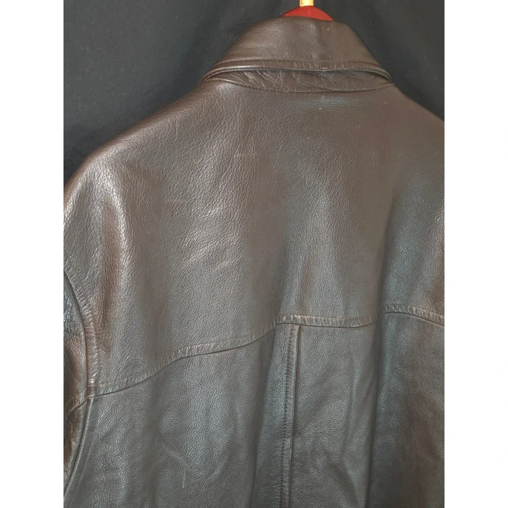 J Crew Vintage Mens Brown Leather Button Front Lined Jacket Size‎ L